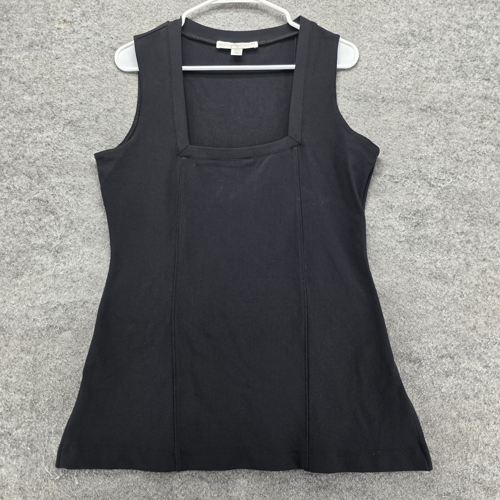 Boston Proper Tank Tunic Womens M Black Square Neck Sleeveless Stretch Jersey